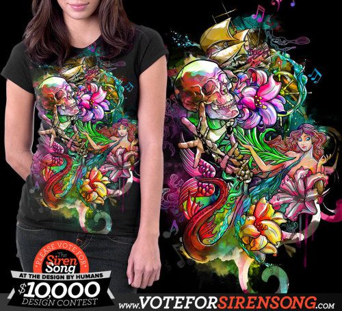 創意彩繪美女t恤衫圖案設計圖片